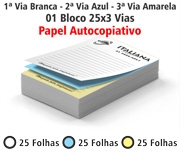 BLOCOS E TALÕES 25 FOLHAS AUTOCOPIATIVO 56G - 3 VIAS