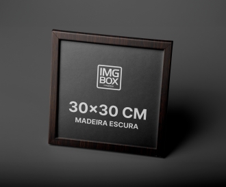 QUADRO 30X30 COM MOLDURA MADEIRA ESCURA