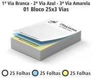 BLOCOS E TALÕES 25 FOLHAS APERGAMINHADO 75G - 3 VIAS