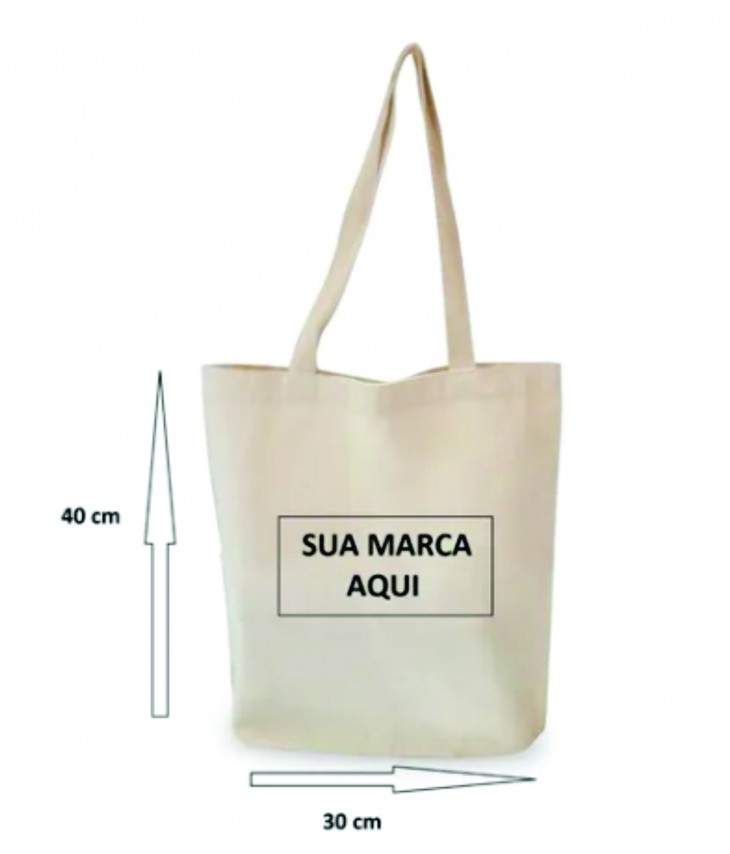 SACOLA ECOBAG ALGODÃO CRU 30X40CM/ PERSONALIZAÇÃO 10x15CM