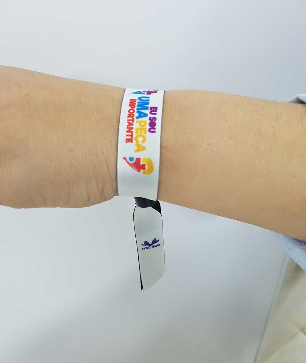 Pulseira identificação para Eventos, personalizada Material: 100% Poliéster