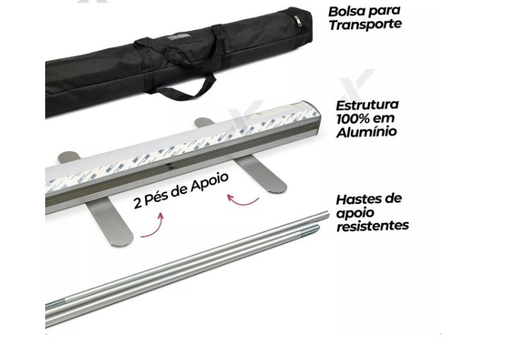 Porta Banner Roll Up Suporte Banner Retrátil 80x200cm Case + LONA